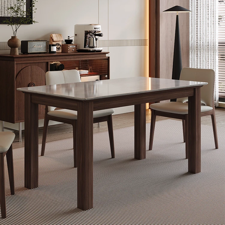 H01906b9edbab411fab60f50d95c7aff89.webp Solid Wood Rectangular Slate Dining Table Set 2 Meters Oak Table for Home Office or Living Room Modern Minimalist Style - Image 1