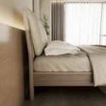 Modern Nordic Wedding Bed Genuine Leather Double Bed with Solid Wood Style Soft Style Bed - Image 4