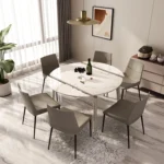 Luxury Modern Dining Table Chair Set High Quality Solid Wood Rock for Home Hotel Villa Indoor Use Plywood Panel Design - Image 2