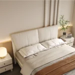 Genuine Leather King & Queen Size Double Bed Frame with Upholstered Headboard Soft Style Bedroom Set Furniture - Image 5