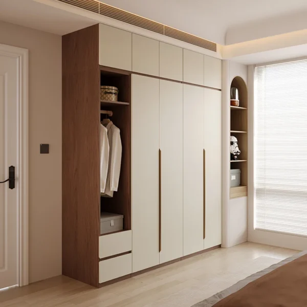 Modern High Quality Bedroom Furniture Natural Color Wardrobe Closet for Home & Villa Versatile Living Room Use
