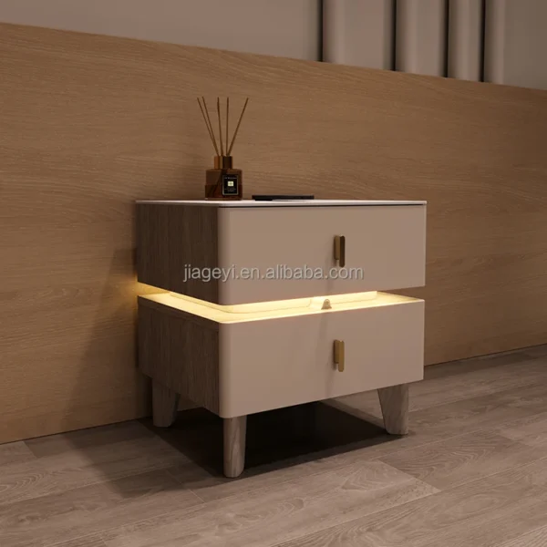 Solid Nightstands Modern Bedside Cabinets for Home Apartment for Bedroom Living Room Hotel Use Panel Wooden Furniture Storage