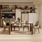 Nordic Stone/ Marble Top Dining Table with Wooden Base Modern Luxury Home Furniture for Kitchen Villas - Image 2