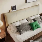 Modern Simple Solid Wood Double Bed Frame with Rubber Wood Includes Solid Wood Bed Board for Home Bedroom or Hotel Apartment - Image 2