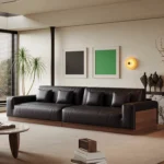 Italian High-End Leather Sofa Minimalist Little Black Cow Design Layer Cowhide Living Room Home Salon Furniture Leather Sofa