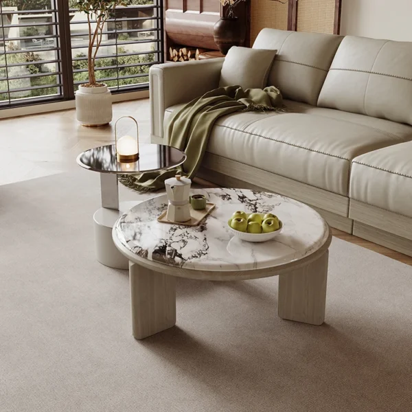 Modern round Wood Panel Coffee Tables Living Room Dining Furniture for Home Use