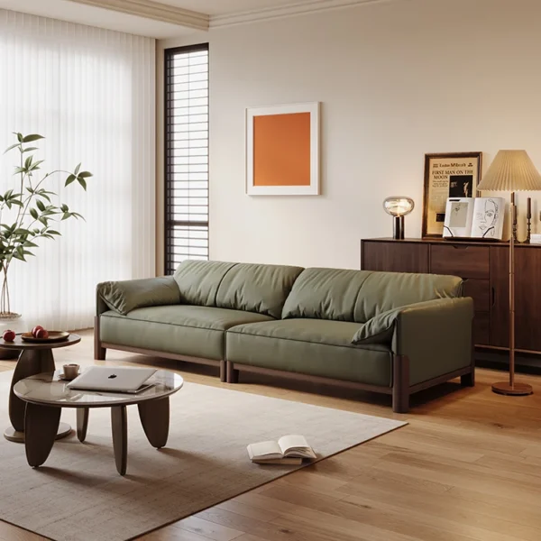 Italian Luxury Chesterfield Sofa Modern Simple Living Room Rectangle Three-Seat Tofu Block with Sponge Filling Italian Fabric