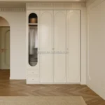 Large Wardrobes for Modern Home Style Furniture Bedroom 4 Door White Melamine Glass Wardrobe Closet with Drawers - Image 2