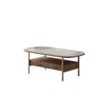 Light Luxury Oval Tea Table Slate Top Coffee Table for Living Room Furniture with Oak Birch Drawer - Image 2