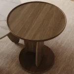 Minimalist Modern Designer Tea Table Creative Special-Shaped Small Apartment Living Room Walnut Color Wood Round Coffee Table - Image 3
