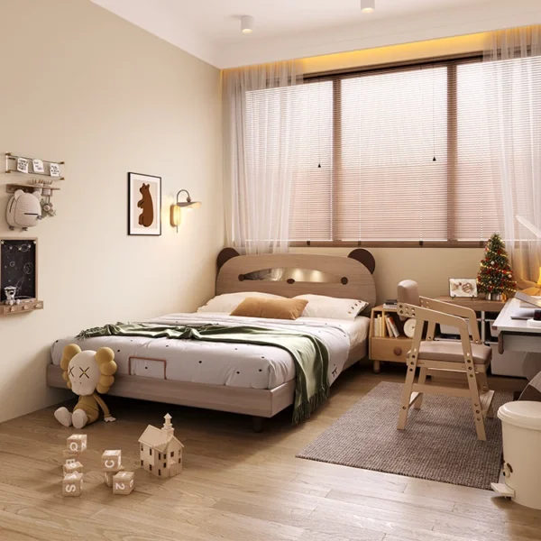 Durable Full Solid Wood Kids Bed Bedroom Furniture for Boys and Girls for Apartment & Bathroom Use