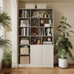 Modern Luxury Designer Book Storage Rack Shelf Bookshelf Bookcase Door with Cabinet for Books Living Room