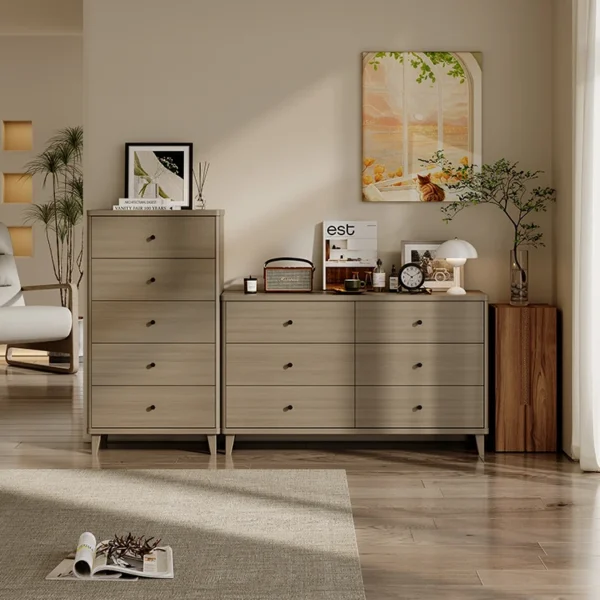 Modern MDF Wooden White Storage Chest Drawers Cabinet Dresser Furniture High Quality Durable Manufacturer's Bedroom Collection