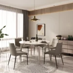 French Retro Solid Wood Dining Table with Four Chairs Combination High-end Simple Apartment Villa Round Table - Image 4