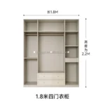 Large Wardrobes for Modern Home Style Furniture Bedroom 4 Door White Melamine Glass Wardrobe Closet with Drawers