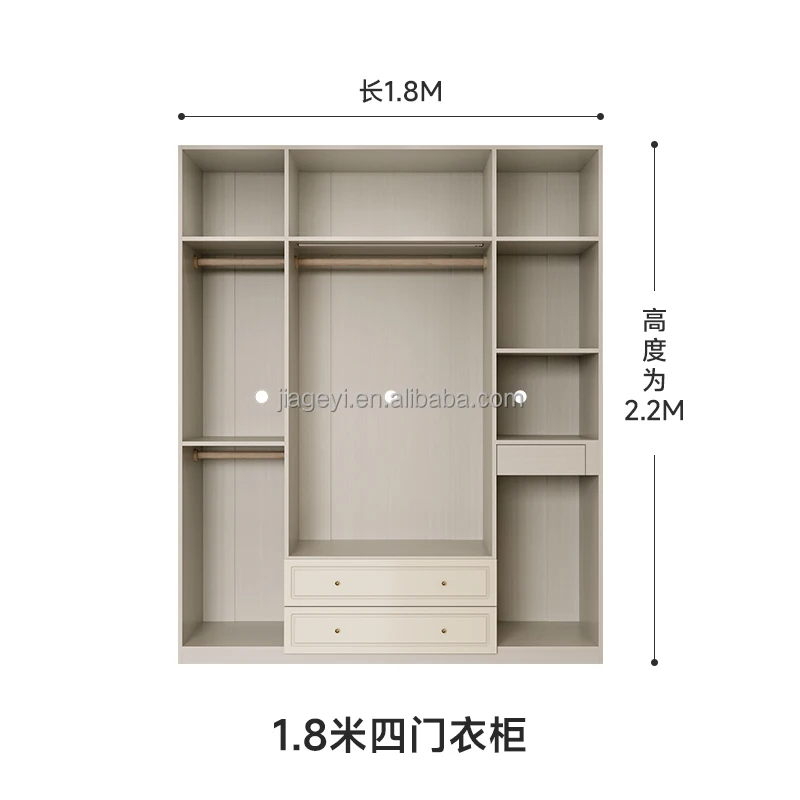 H32f68c7aef494c789afdca84fa0c77a67.webp Large Wardrobes for Modern Home Style Furniture Bedroom 4 Door White Melamine Glass Wardrobe Closet with Drawers - Image 1