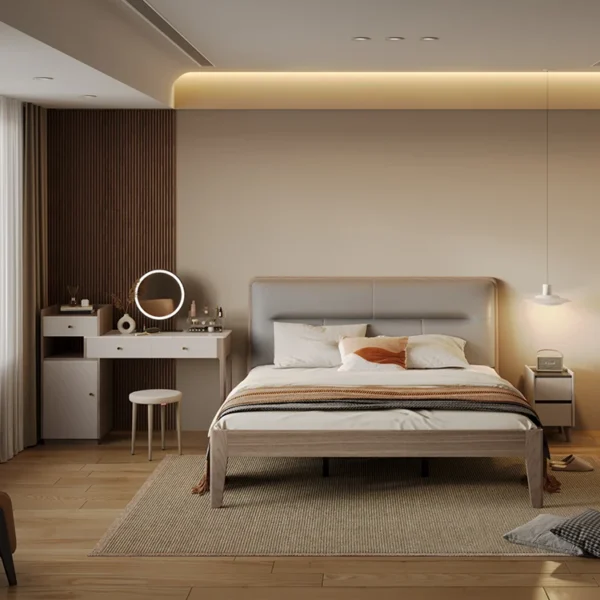 Modern Simple Design Hotel Bedroom Furniture Wholesale Price Solid Wood Frame Wooden Beds