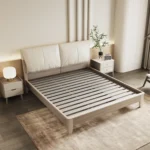 Modern Nordic 1.8 Meter Wedding Bed Genuine Leather Double Bed with Solid Wood Style Soft Style Bed - Image 6