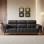 Modern Leather 3-Seater Sectional Sofa Set Contemporary Design for Apartment Hotel or Villa