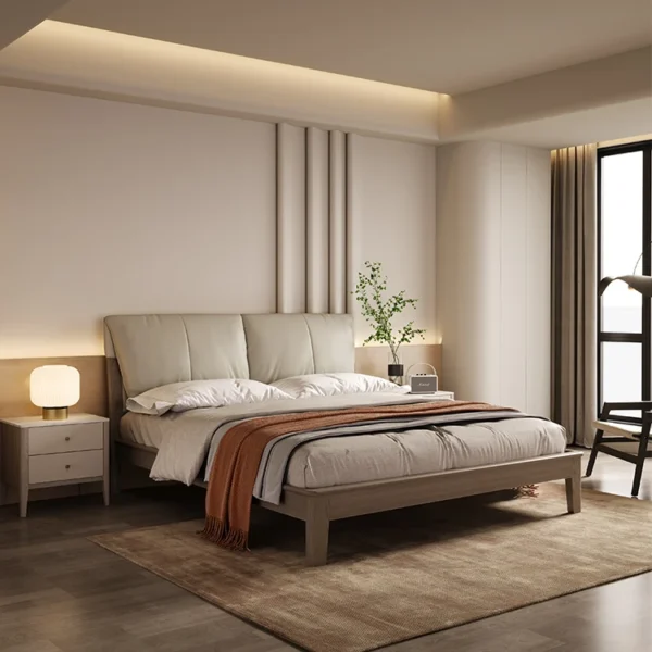 Custom Healthy Design Modern King Queen Size Bed Wooden Frame Bedroom Furniture Double King Size Bed