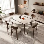 Wood Tables Wooden Furniture Round Dining Tables Hot Selling High Quality Walnut Solid Coffee Home Restaurant Dining Set Modern