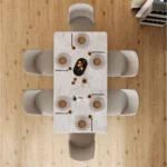 Elegant Design Wooden Leg Italian Luxury Marble Top 12 Seater Dining Table Set Modern Dining Room Furniture - Image 4