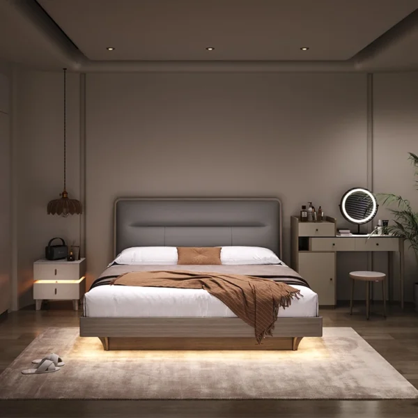 Modern Soft Bed Hot Sale Easy Assembly Factory Price Leather Plywood Bed