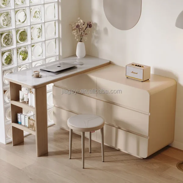 Bedroom Wooden Vanity Makeup Table Set Corner Vanity Desk Without Mirror Small White Dressing Table