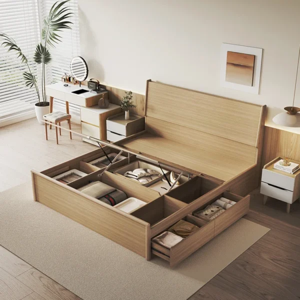 Italian Design Solid Wood Bed Frame Bedroom Soft King Size Queen Size Beds