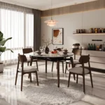 Modern Round Extending Dining Table Set for 4 and 6 Seater Folding Extendable Dining Room Table with Chairs - Image 4