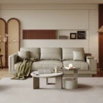 Modern Nordic Coffee Table for Home Living Room Decor Black Cream Glass Wood with Panel Style Metal Furniture - Image 2