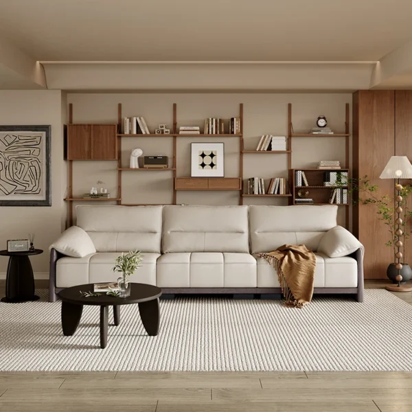 Italian Minimalist Leather Sofa Living Room Simple Modern Guest Designer Shaped Corner Sofa Customizable