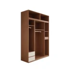 Natural Wood Color Customized Size 3 Shelf H Hanging Wardrobe 185cm X 50.5cm X 40cm Modern Design Style Wall Mounted for Bedroom - Image 2