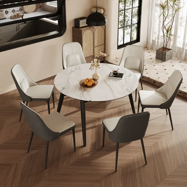 Nordic Style Solid Wood Folding Round Dining Table Modern Multi-Functional for Home Office or Hotel Use