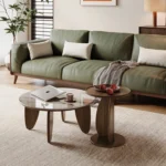 Round Black Solid Mango Wood Coffee Table Rustic Modern Design Sofa Table for Living Room Handmade Home Furniture - Image 2