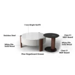 Modern Coffee Table Living Room Stone Furniture Beige Travertine Cardin Round Coffee Tables - Image 2