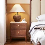 Good Price Italian Modern Minimalist Luxury Up-holstered Beds Lambswool Big Headboard King Size Beds for Villa Apartment - Image 4