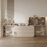 Dressing Tables for Bedroom Girls Makeup Vanity Table Wooden Corner Dressing Table with Dresser Storage Drawers and Mirror