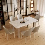 Elegant Design Wooden Leg Italian Luxury Marble Top 12 Seater Dining Table Set Modern Dining Room Furniture - Image 5