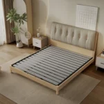 Modern Luxury Cowhide High Bed Screen White Leather Queen Bed Frame with Soft Style for Home Use Bedroom Accessory - Image 3