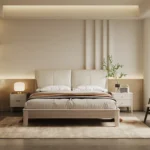 Modern Nordic 1.8 Meter Wedding Bed Genuine Leather Double Bed with Solid Wood Style Soft Style Bed - Image 3