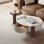 Solid Wood and Marble Coffee Table with Simple Modern Style for Living Room Storage Home Furniture - Image 3