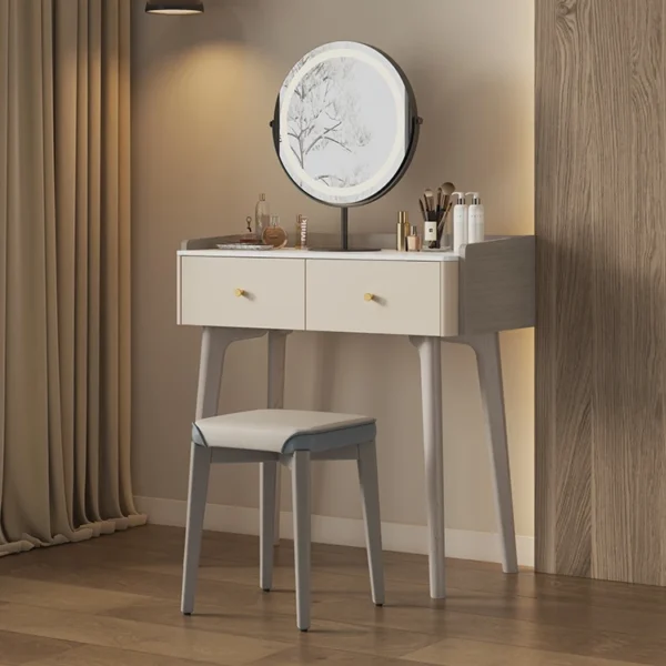 Italian 2025 New Model Minimalist Dressing Table Modern MDF Light Luxury High-End Makeup Desk Integrated Chest Drawers for Home