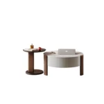 Modern Coffee Table Living Room Stone Furniture Beige Travertine Cardin Round Coffee Tables
