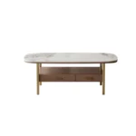 Light Luxury Oval Tea Table Slate Top Coffee Table for Living Room Furniture with Oak Birch Drawer - Image 6