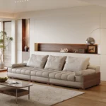 Leather Sofa Living Room Bedroom Modern Down Backrest Genuine Recliner 3 Seater Sofa Couch - Image 2
