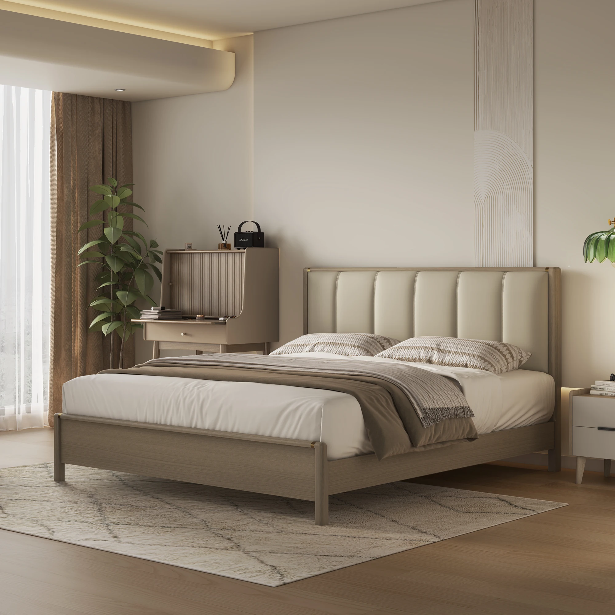 H8042446ca727419dad159431341a12f9g.webp Nordic White Modern Luxury 1.5 M Queen Size Bedroom Set Upholstered Wooden Bed with Luxury Features for Apartment Furniture - Image 1