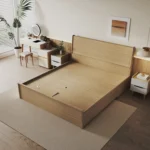 Modern Minimalist Bedframe Natural Color Durable 170121 Hotel Villa Wooden Furniture Solid Teak Mahogany Suar Wood Bed Furniture - Image 2