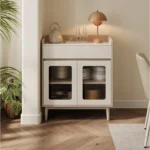 Modern Cream Solid Wood Combination Cabinet for Home Living Room Wine Cabinet by Household Styles