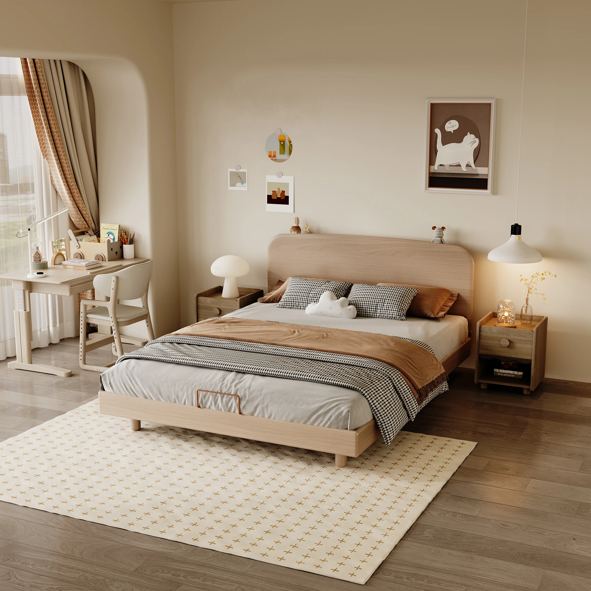 H898e7346c3f34d6eb8251b7bd4edf650x.webp Nature Design Home Furniture Bedroom Set Factory King Queen Size Bed Frame - Image 1